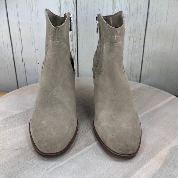 Lucky Brand Waider Womens Ankle Bootie Size 10 Leather Taupe Wedge Boots New - Picture 11 of 11